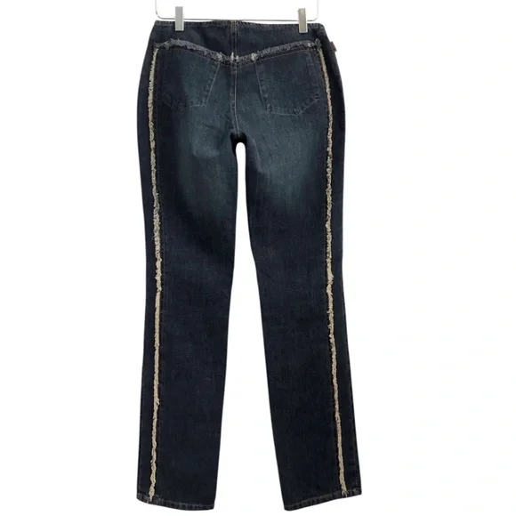 Moschino | NWT Two Tone Frayed Seam Donna Denim Jeans Size 8 - Picture 6 of 14